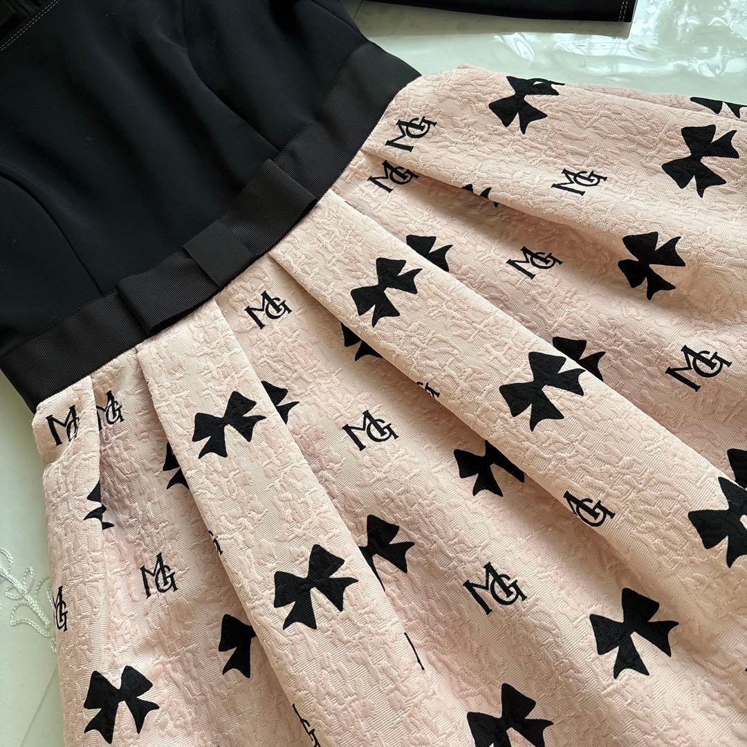 エムズグレイシー　ウエストグログランリボン M'sロゴ&リボン柄はワンピース38