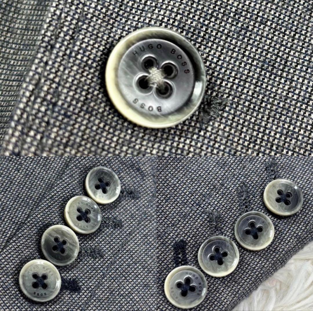 極美品 本切羽HUGO BOSS ボス　アンコンジャケット グレー 46