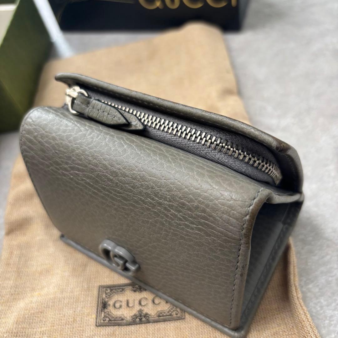 GUCCI GGマーモント　二つ折り財布　グレー