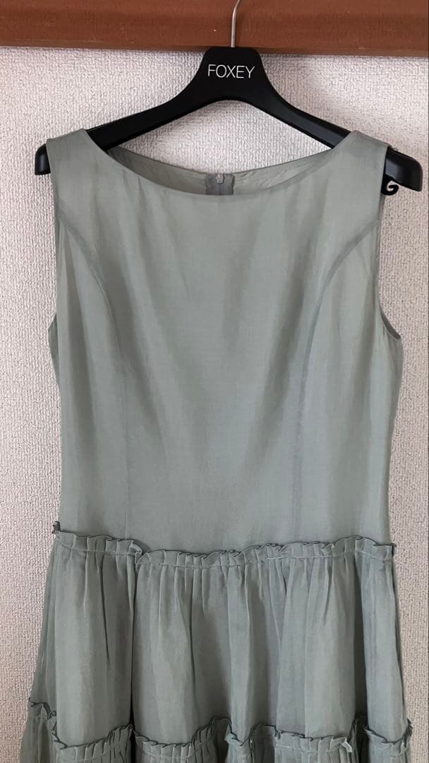 美品　FOXEY ミントグリーン ノースリーブ ワンピース