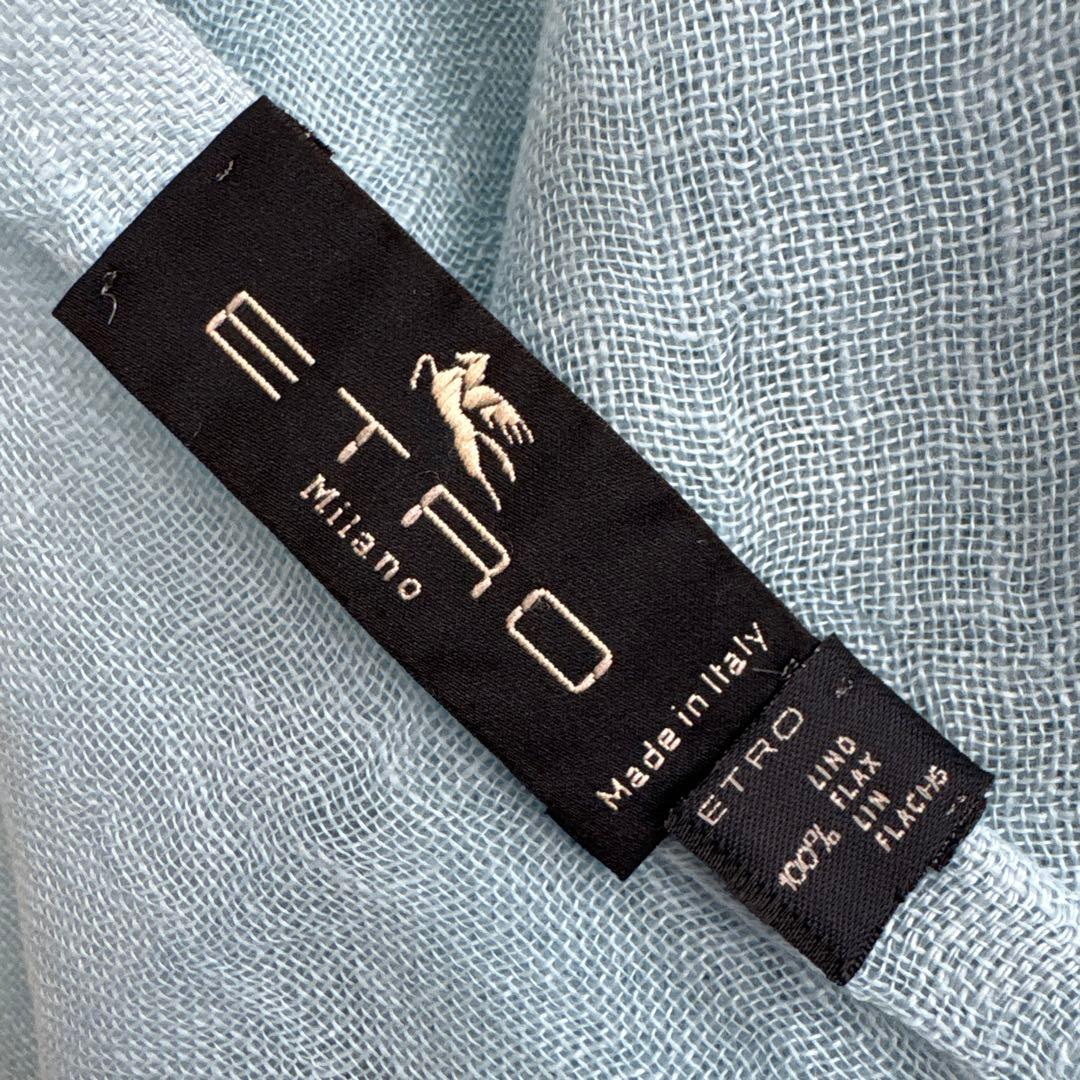 イタリア製　ETRO リネン　大判ストール　LINO FLAX エトロ　麻