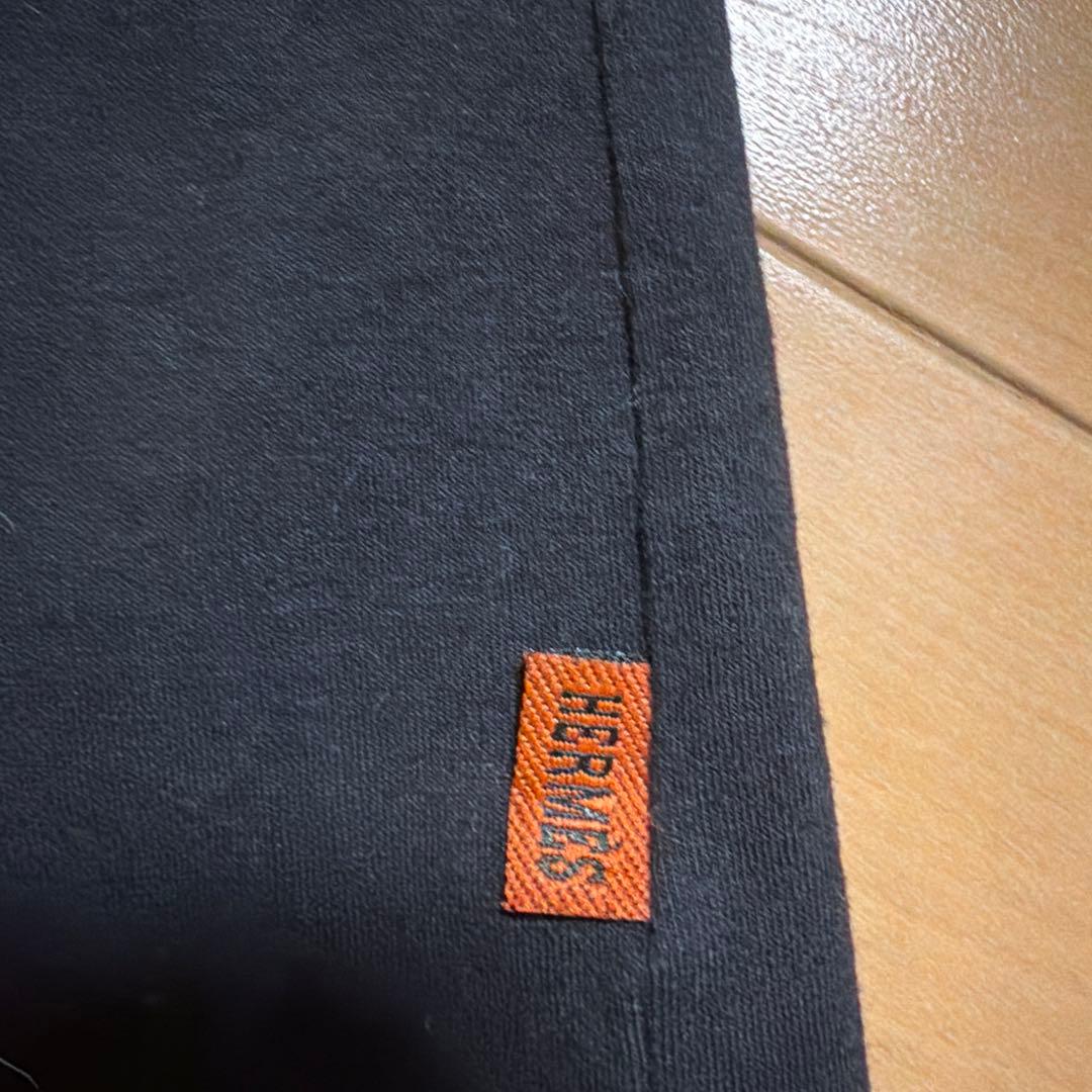 HERMES ブラック　Tシャツ　ロゴ　オールドHERMES S