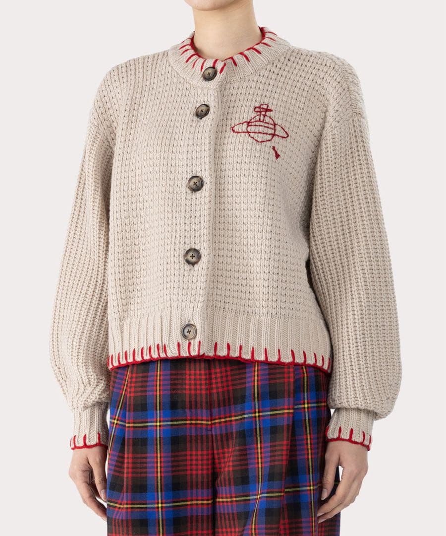 Vivienne Westwoodブランケットステッチ マフラー付きカーディガン