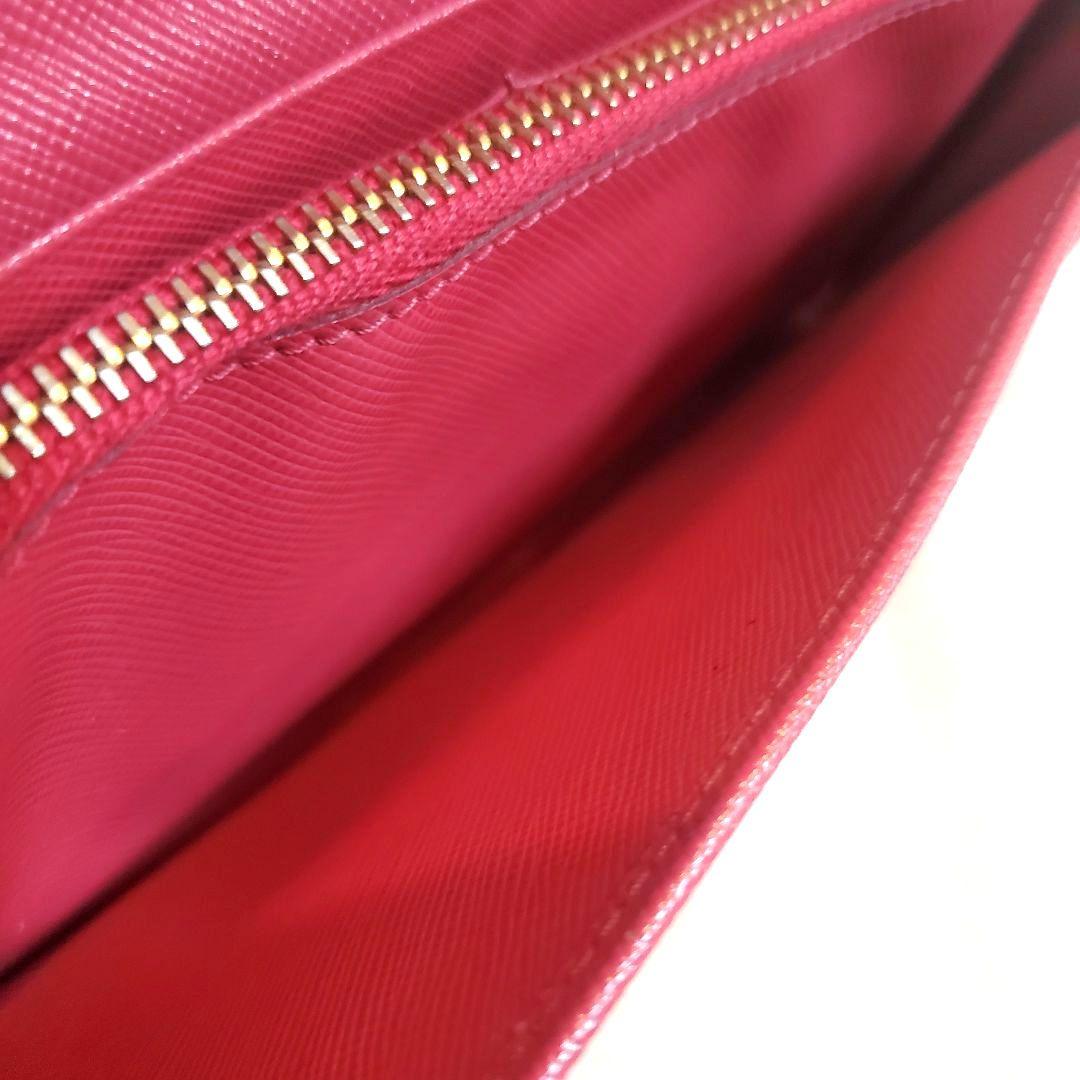 美品 プラダ PRADA 長財布 サフィアーノ レザー ピンク ゴールド金具