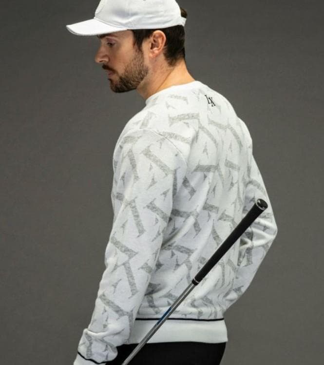 【新品】LUXEAKMPLUS 総柄長袖ニット 白　L