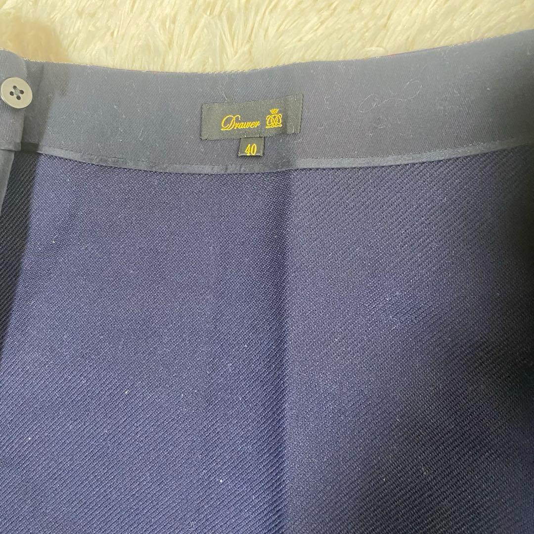 【美品】Drawer ドゥロワー ラップスカート チェック柄 ウール シルク