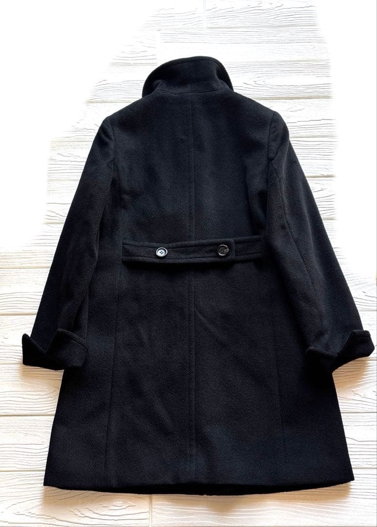 Aquascutum アンゴラ62% ステンカラーコート 8（M）ブラック