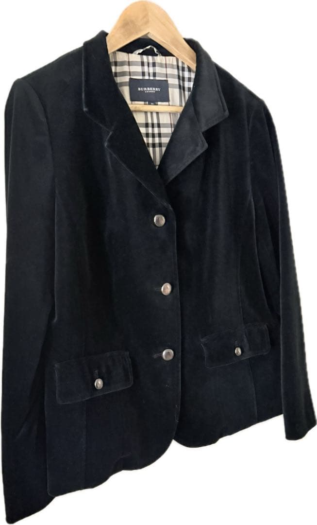 BURBERRYLONDON ベロア黒テーラードジャケット Size46日本製