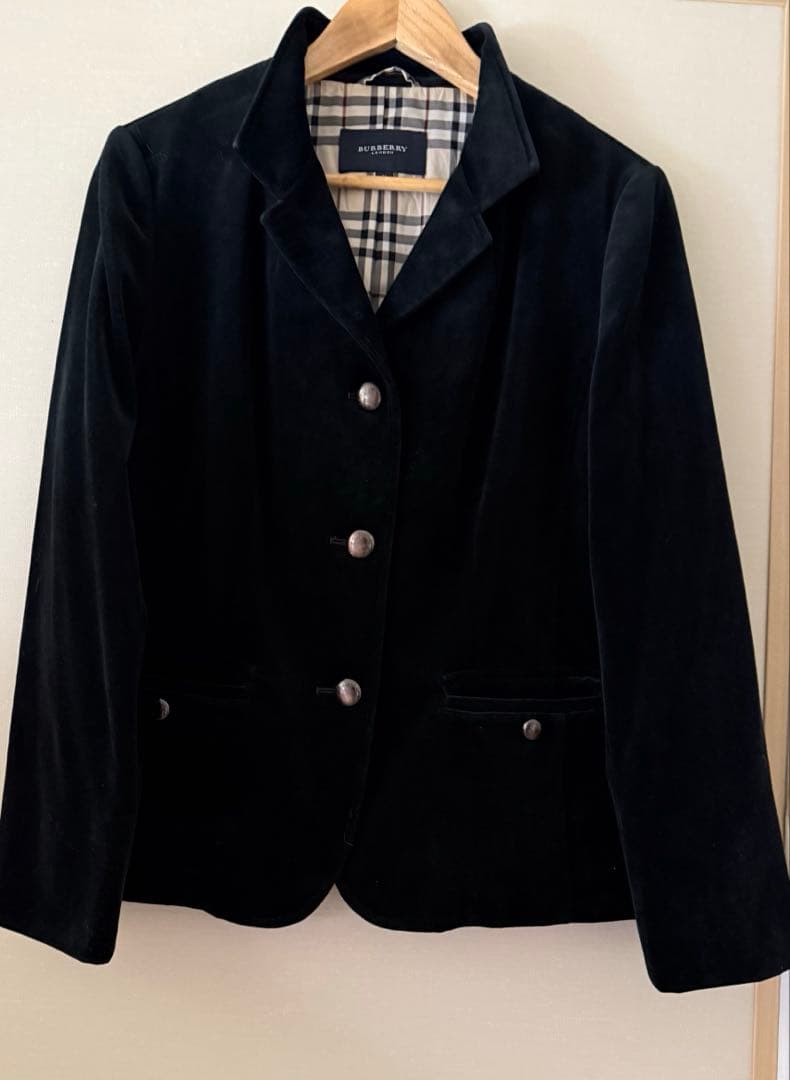 BURBERRYLONDON ベロア黒テーラードジャケット Size46日本製