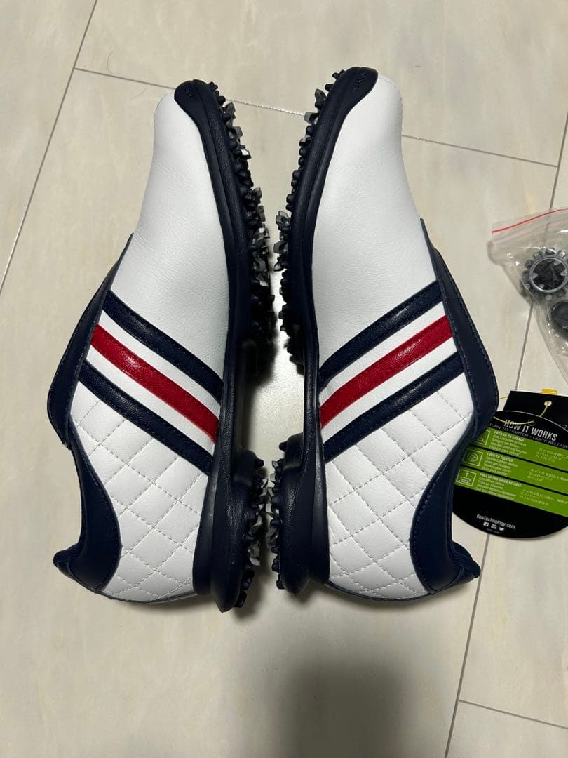 adidas アディダス ゴルフシューズ ホワイト ネイビー スパイク 23cm