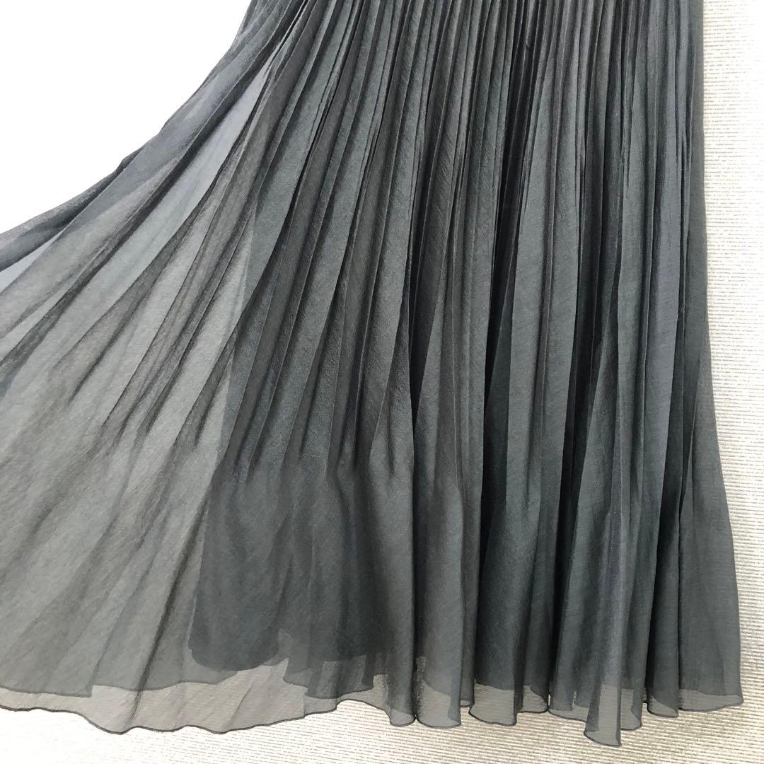 未使用品 ANAYI スパンオーガンジープリーツ スカート 38 ブラック