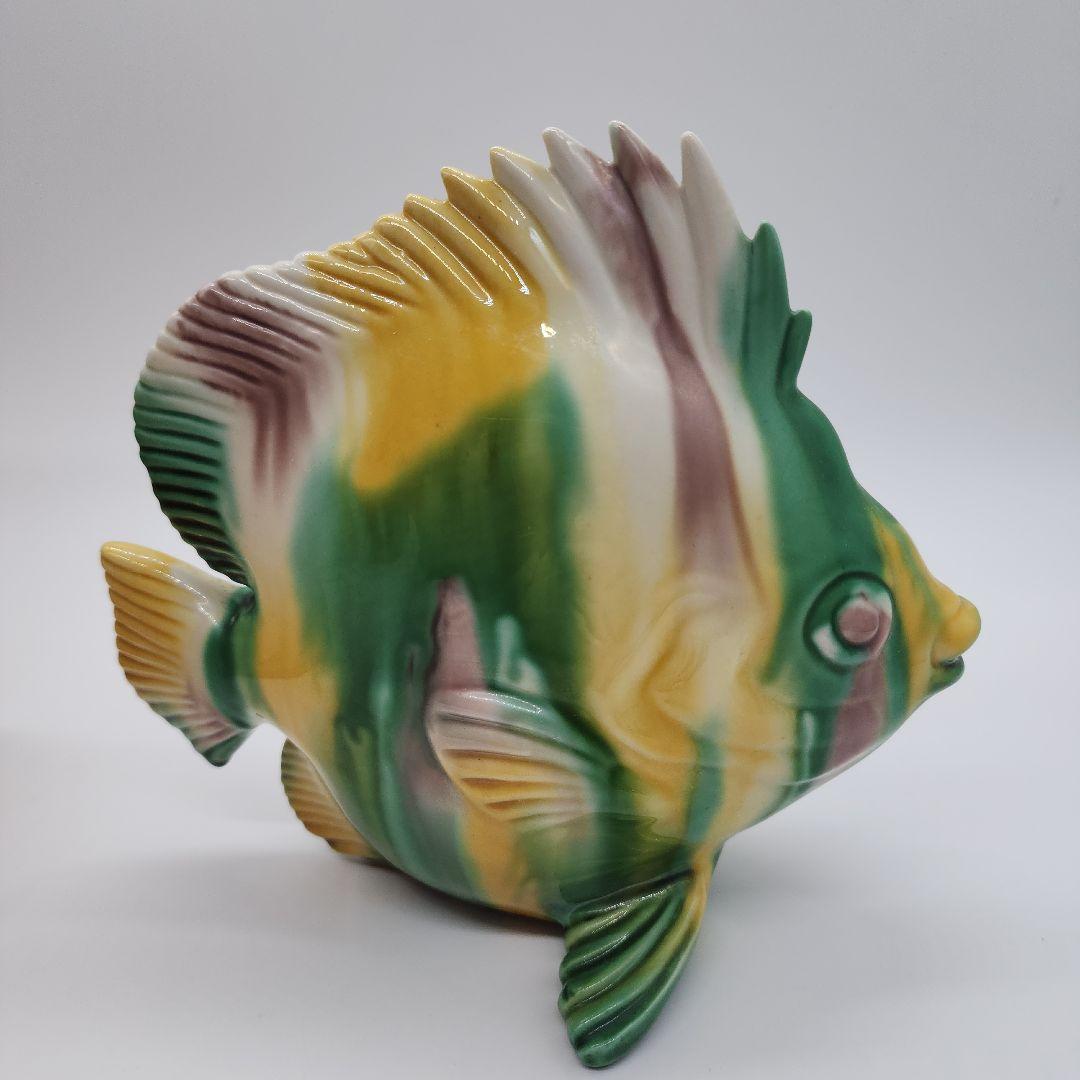 横石嘉助 平戸焼 長崎三彩 魚 置物 共箱