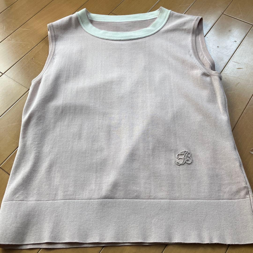 FOXEYビジュー刺繍 Bロゴ アンサンブル長袖 ピンク