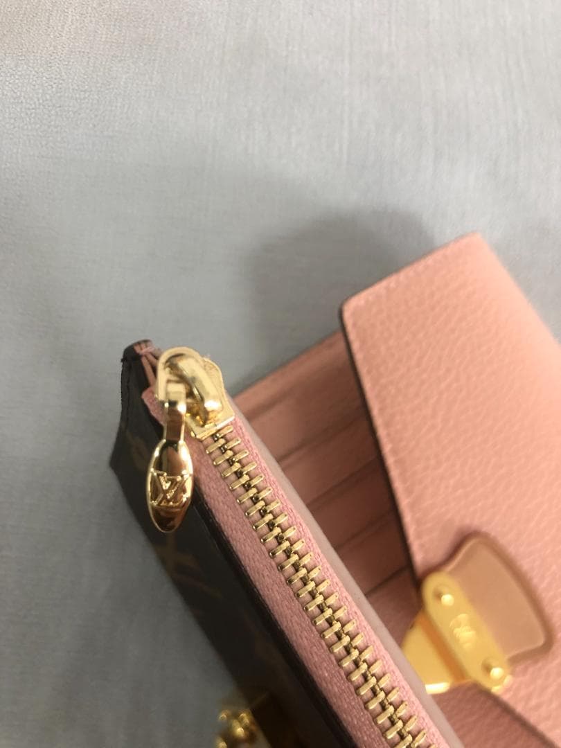 財布　ピンク　LVロゴ　レディース　ブラウン　バッグ　本革　スナップフィット