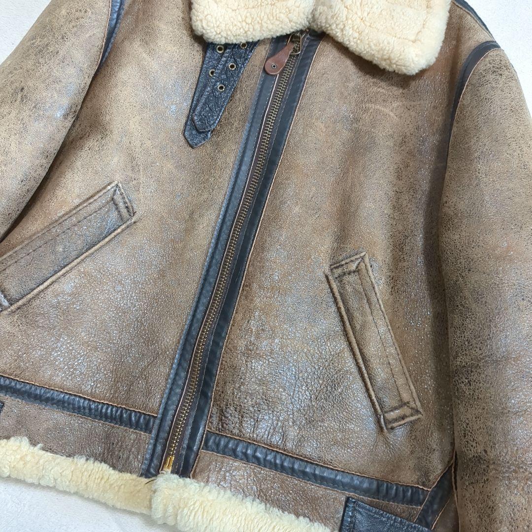 SCHOTT B-3 フライトジャケット 42サイズ ムートン 羊革 ブラウン