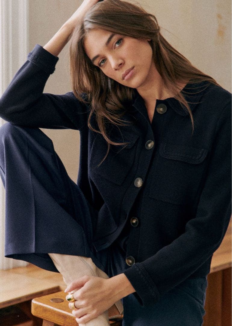 【美品】Sezane Betty カーディガン 紺 メリノウール ジャケット風