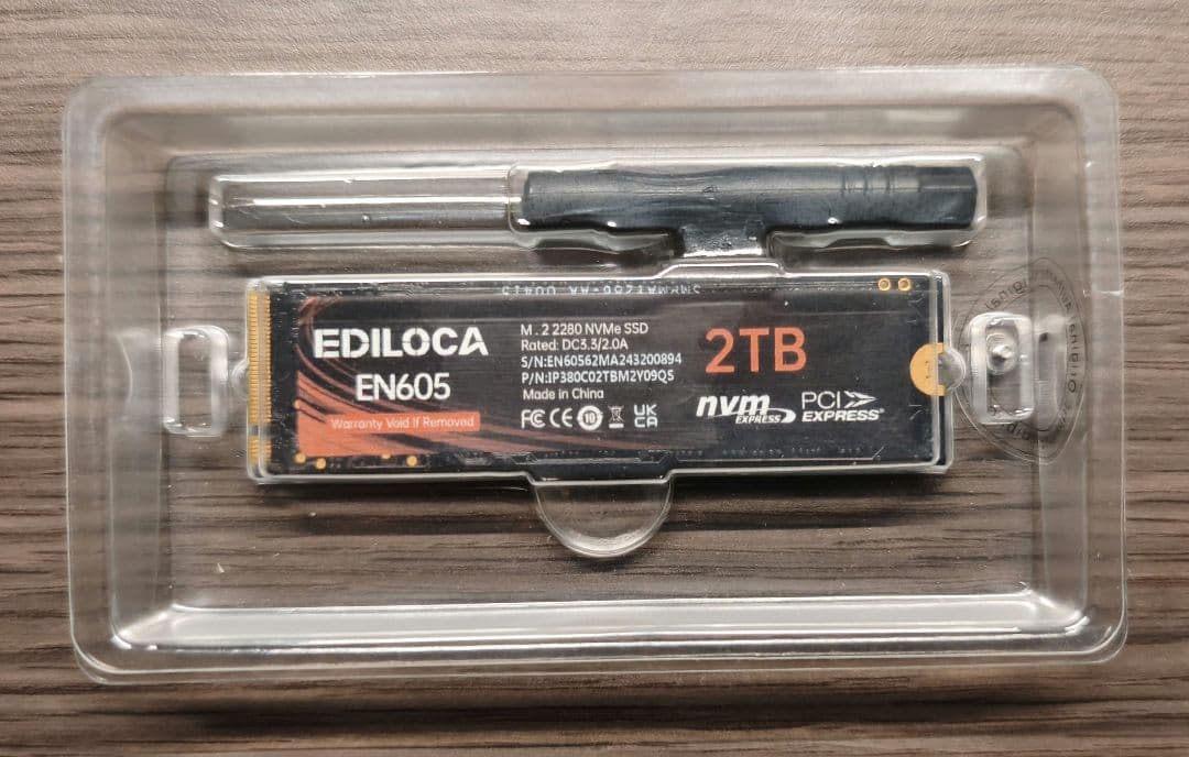 EDILOCA EN605 2TB M.2 NVMe PCIe SSD動作未確認