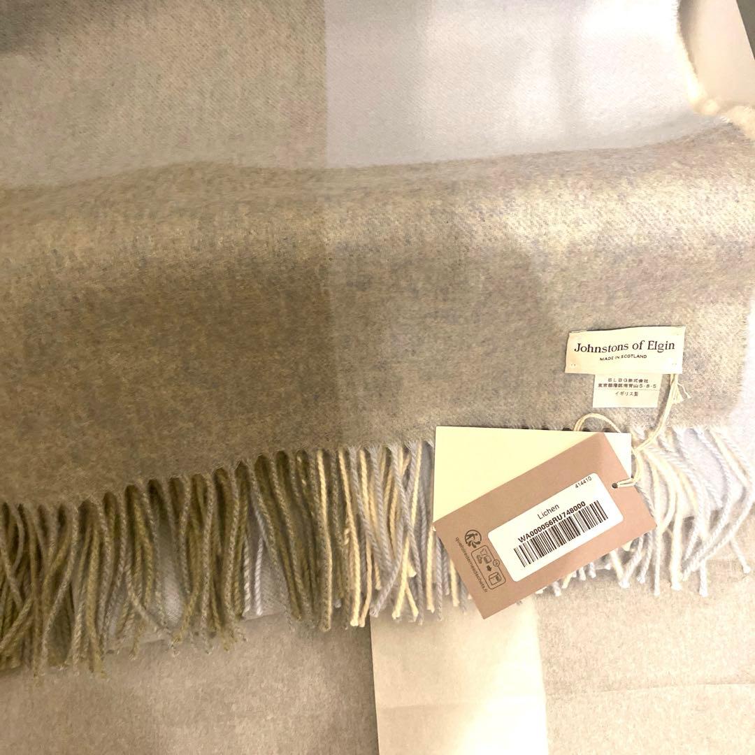 【新品未使用】ジョンストンズ カシミヤ100% 大判ストール ブルー系