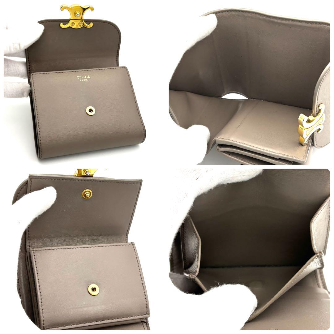 ☆美品☆セリーヌ 財布 グレー グレイ トリオンフ スモールフラップウォレット