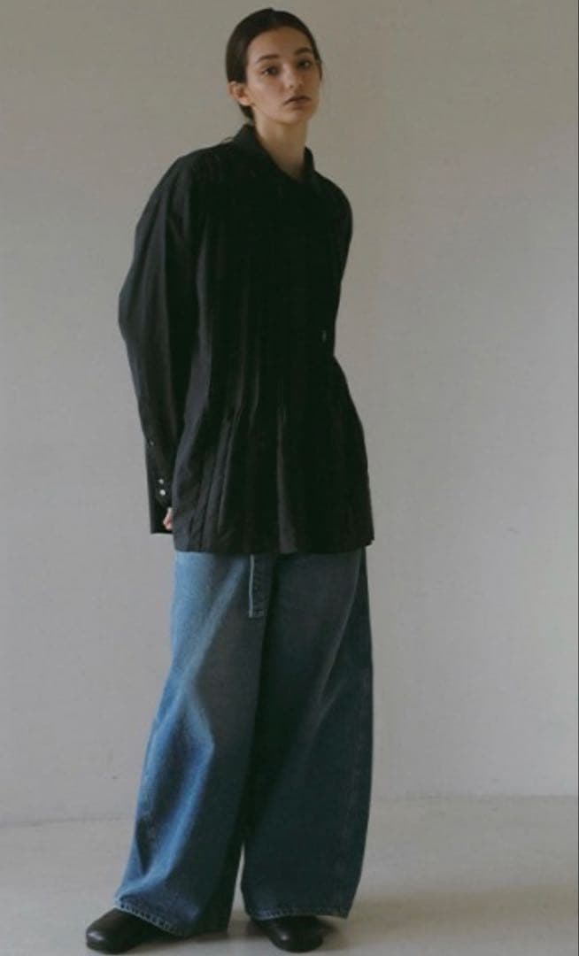 エトレetre tokyo EDWIN ベルテッドワイドデニムパンツ