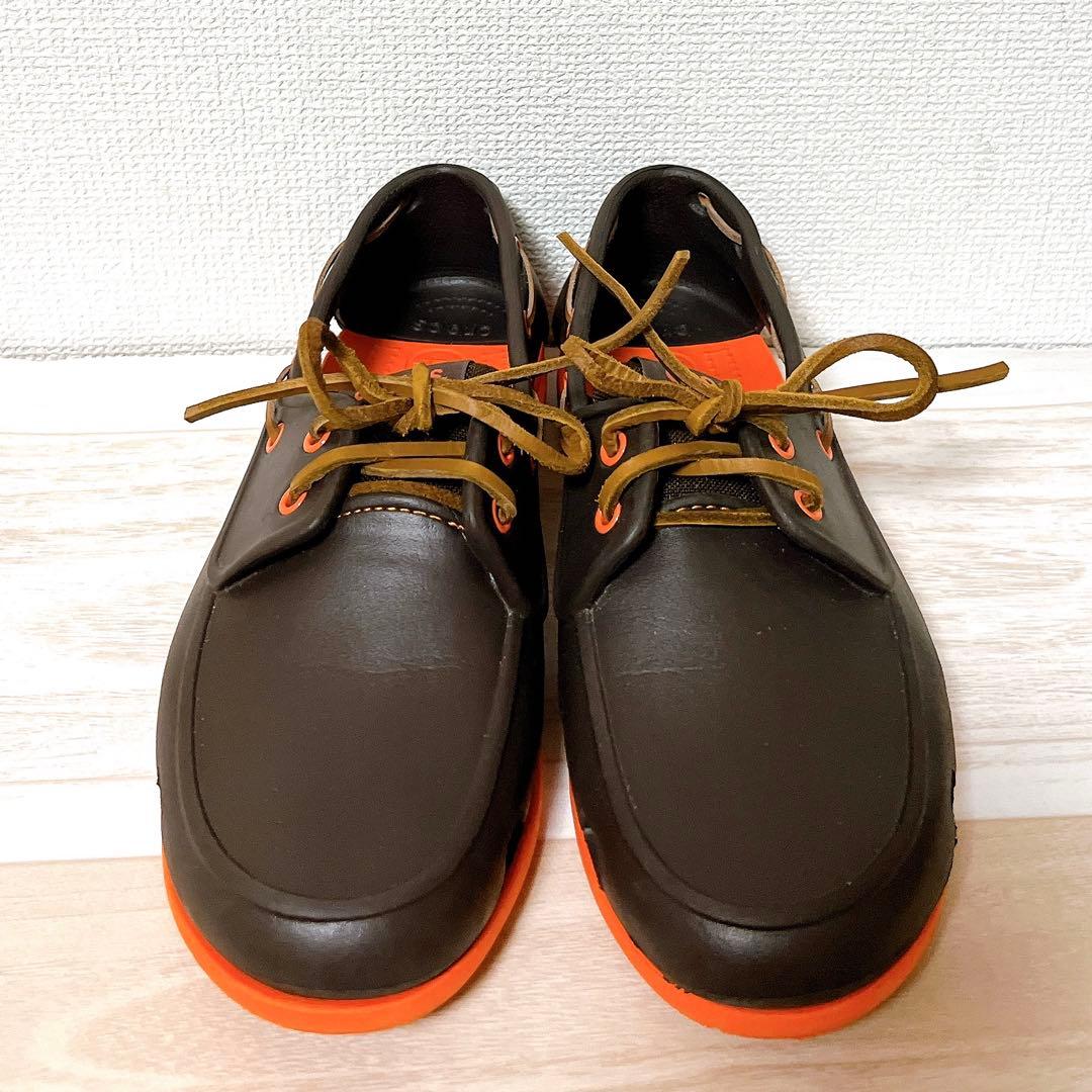 美品　クロックス　デッキシューズ レースアップ ラバー バイカラー　M9(28)
