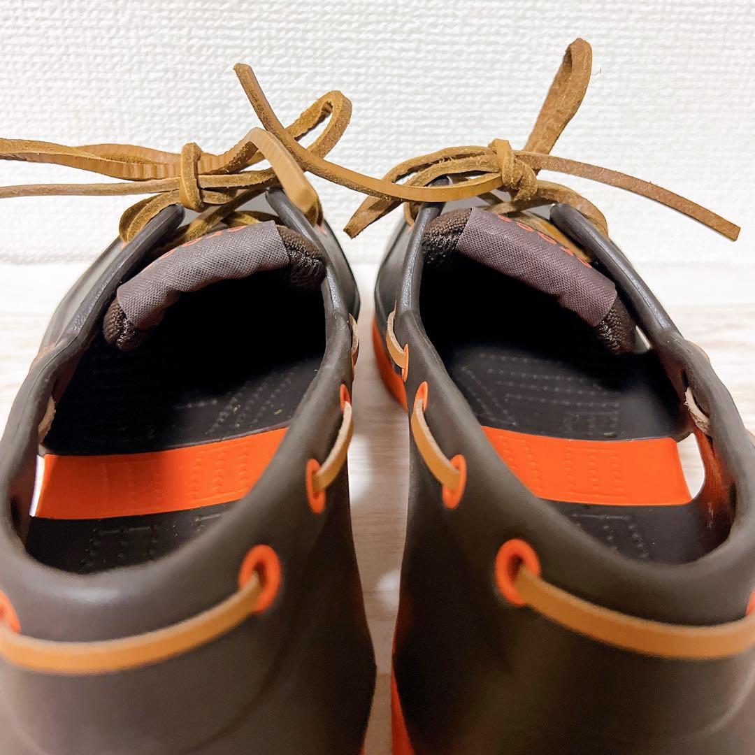 美品　クロックス　デッキシューズ レースアップ ラバー バイカラー　M9(28)