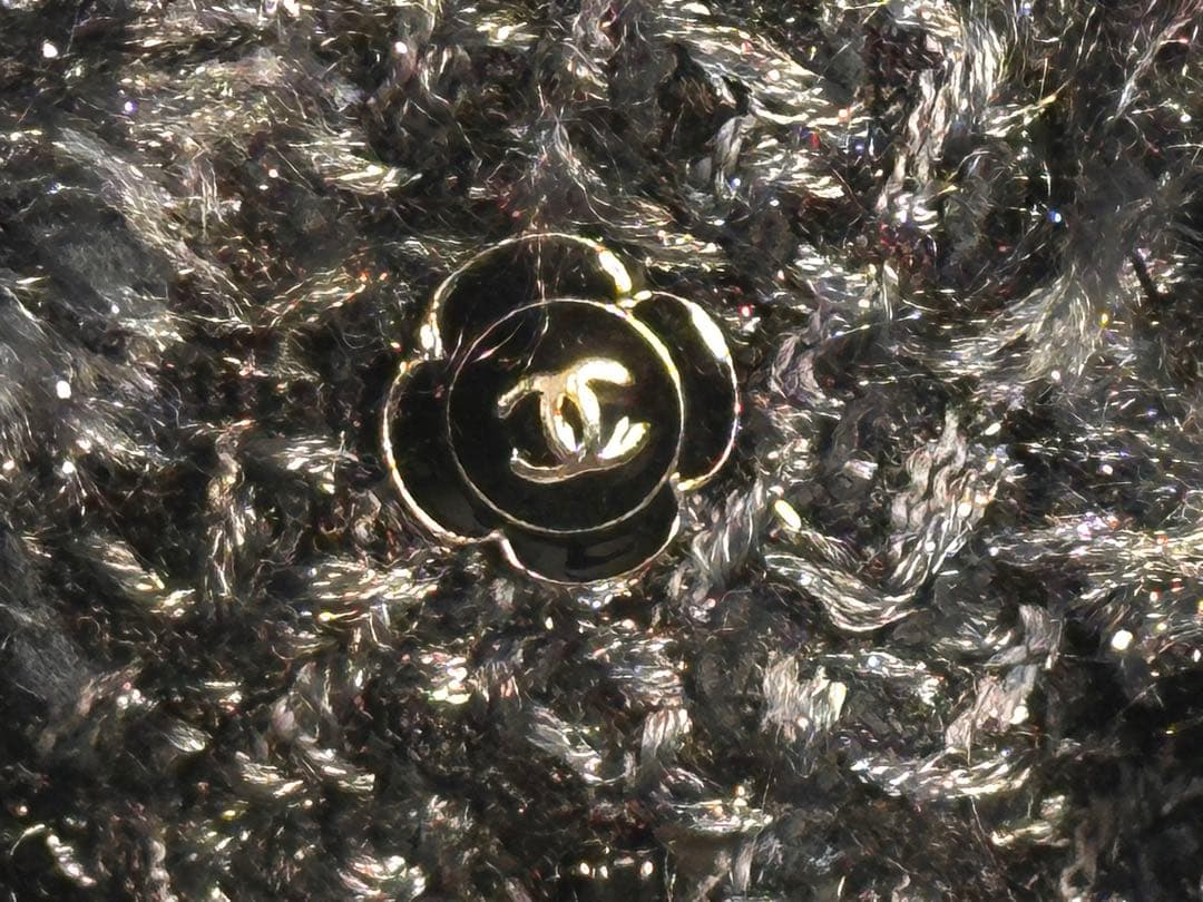 CHANEL カメリアボタンラメツイード　ワンピース　CHANELベルト付き