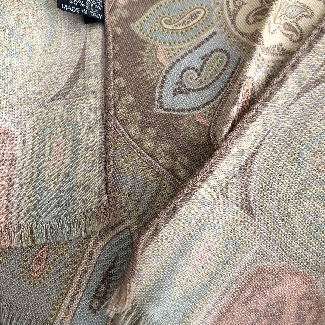 ETRO ストール　ペイズリー　ウール＆シルク　エトロ　毛　絹　SILK