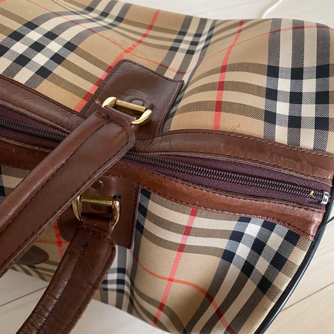 状態◯ Burberry ボストンバッグ　ノバチェック　キャンパス地　大容量