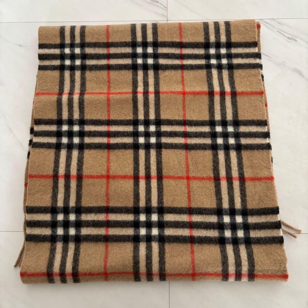 Burberry カシミア100% チェック柄マフラー　ノバチェック　ベージュ