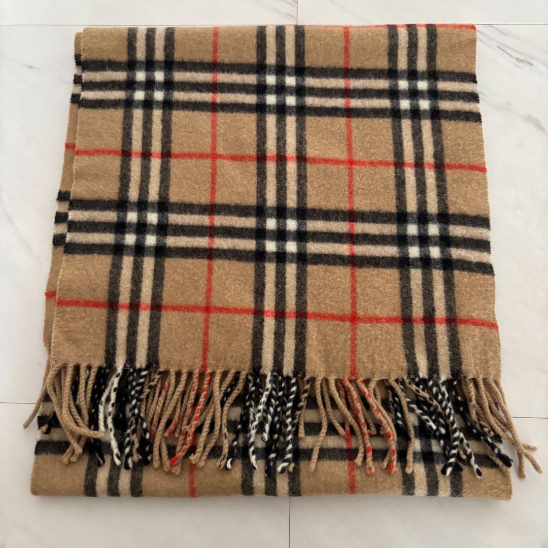 Burberry カシミア100% チェック柄マフラー　ノバチェック　ベージュ
