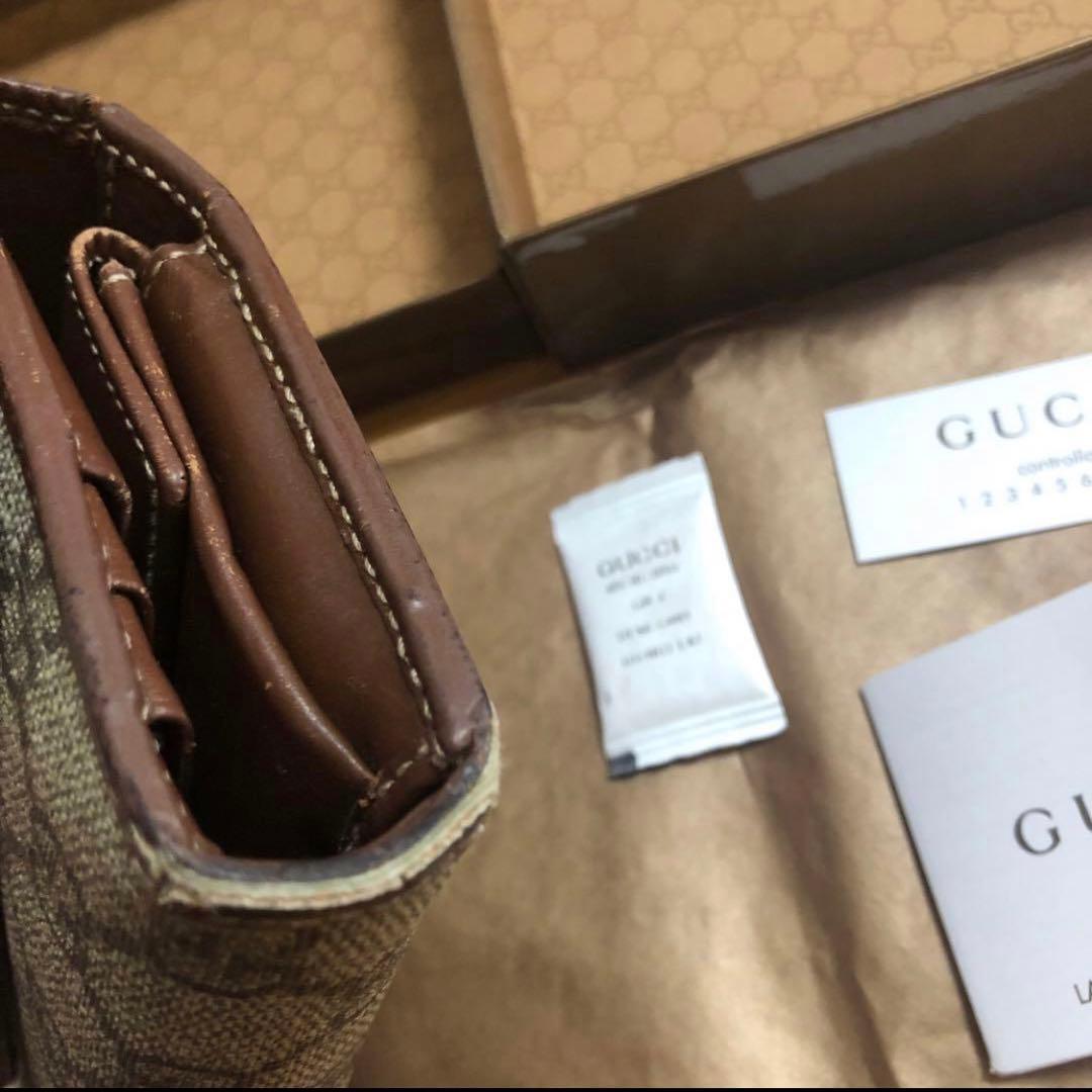 大人気　GUCCI GGキャンバス 二つ折り財布　ブラウン　箱付き　送料込み