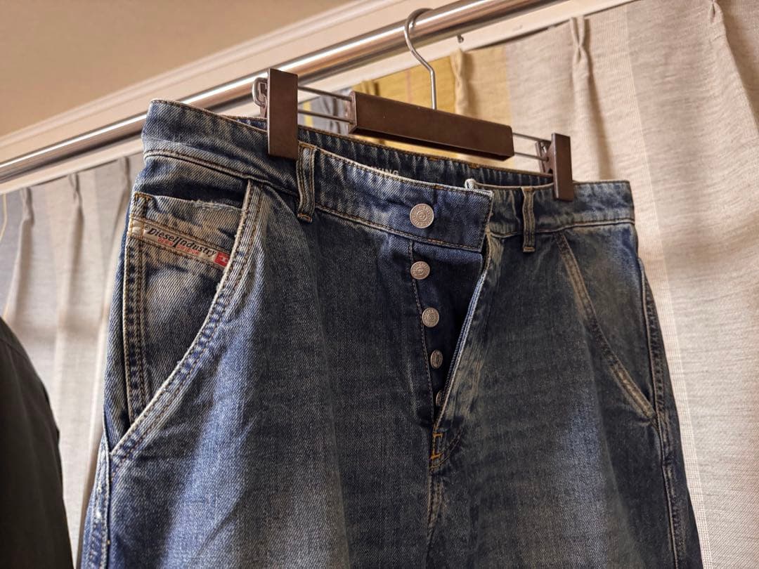 <FANAL>DIESEL レディース デニム カーゴパンツ ルーズフィット