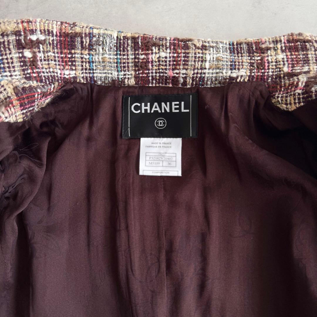 CHANEL MIXツイードジャケット ブラウン シャネル 36 S-M