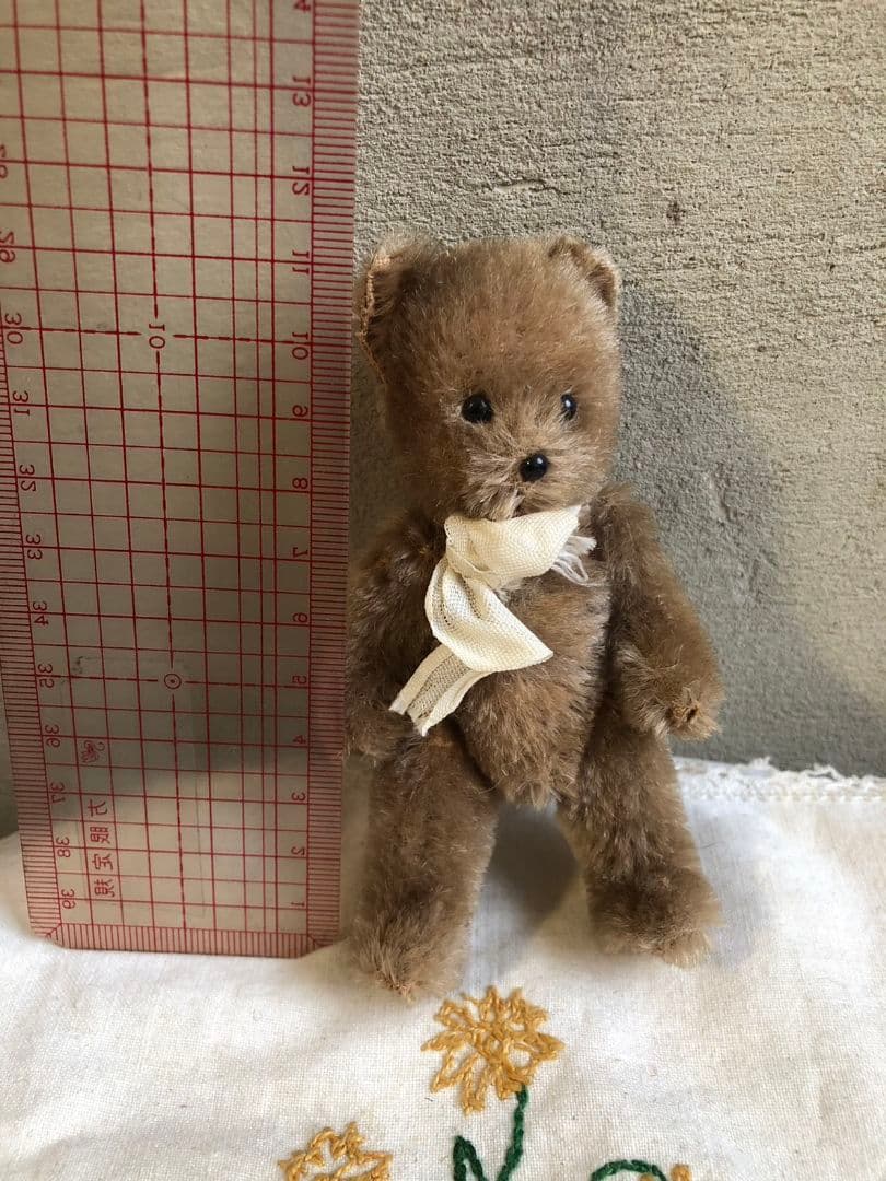 nicoさま専用☆小さなテディベア 白リボン アンティーク テディ