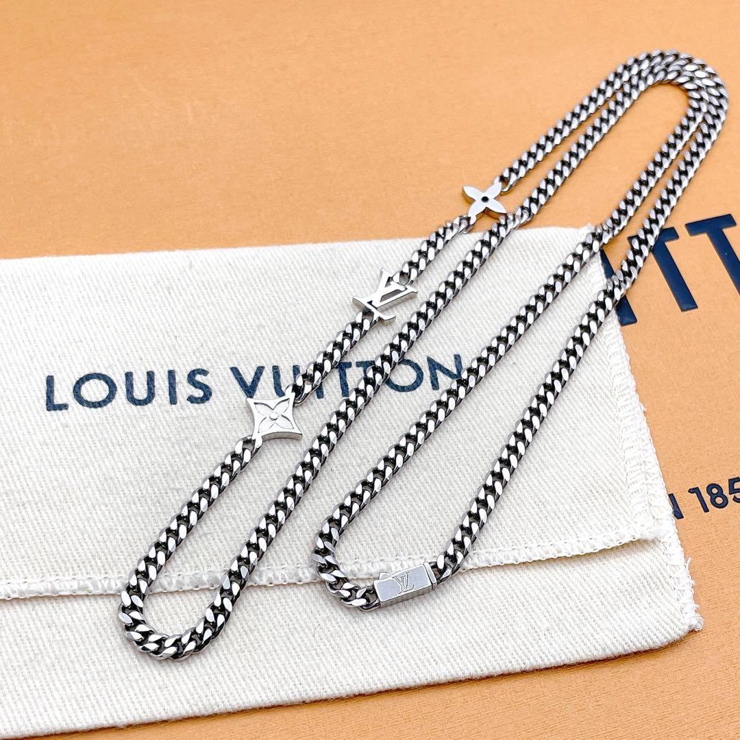 LOUIS VUITTON ネックレス　ロウ　モノグラム　チェーン　シルバー