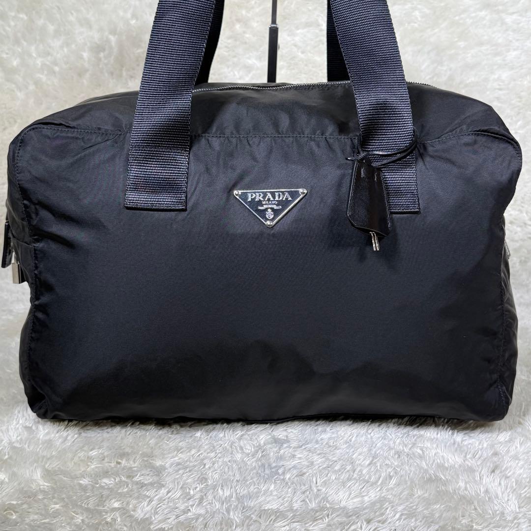 PRADAプラダ 三角ロゴ ミニボストン ハンドバッグ トラベルバッグ 黒