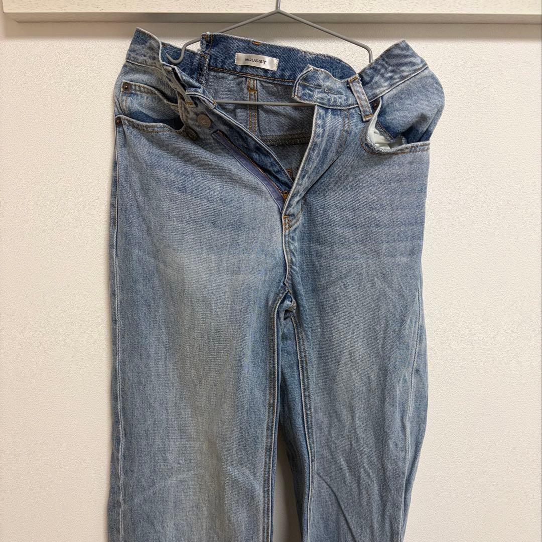 MOUSSY CROSS WAIST WIDE STRAIGHTデニム　0