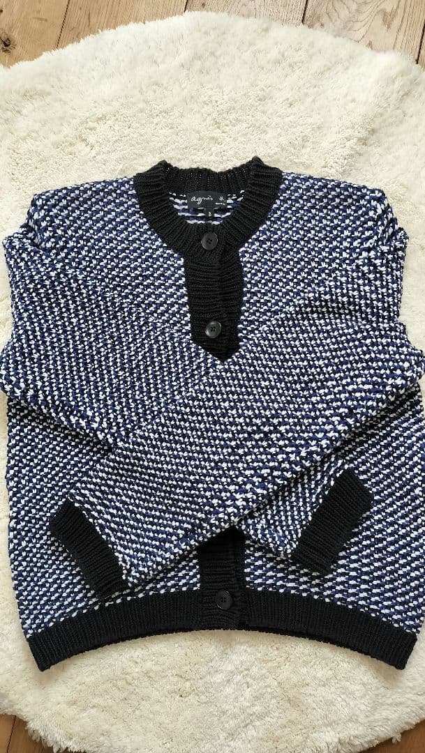 agnès b. 厚手ツイードジャケット風カーディガン コットン100イタリア製