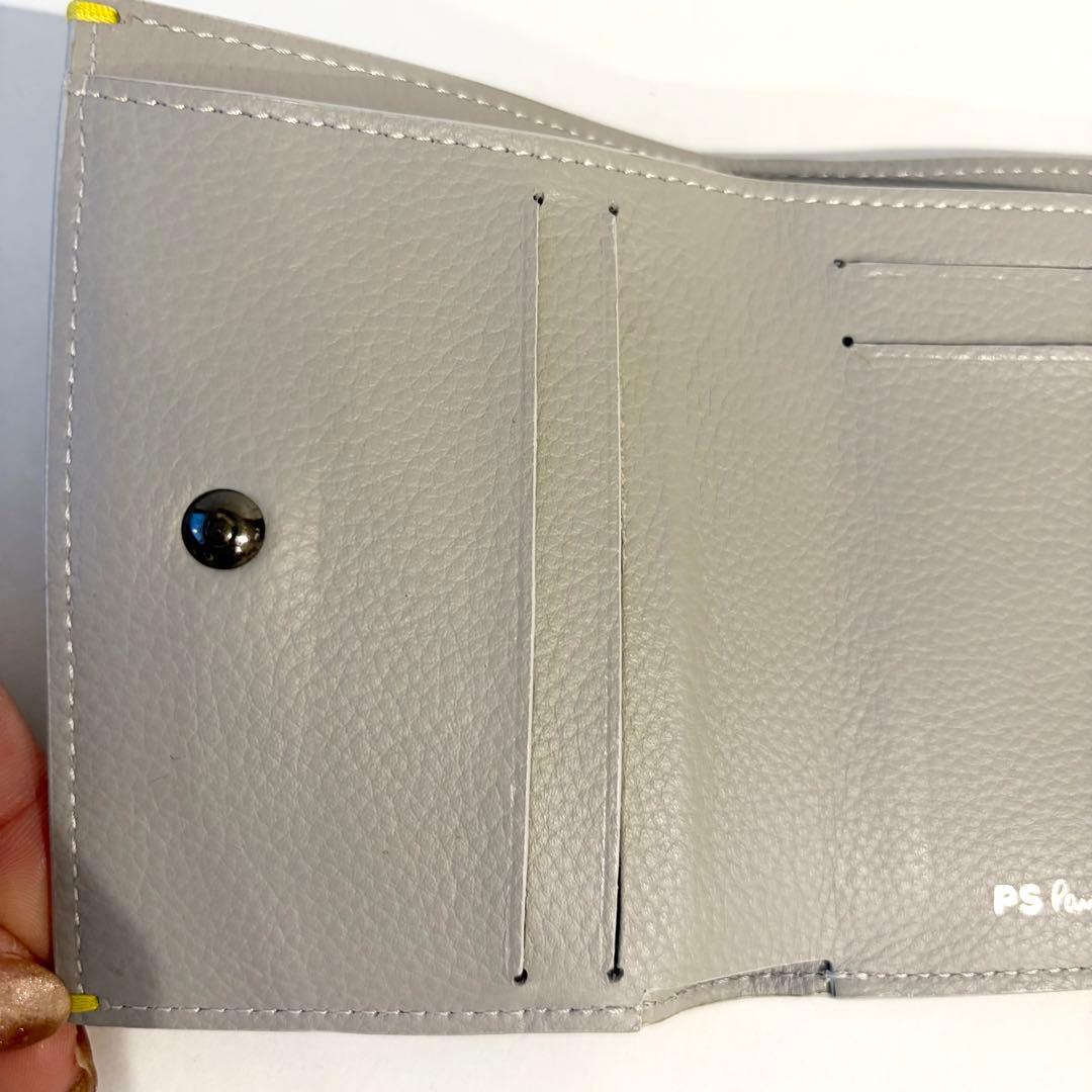 【極美品 】Paul Smith PS 三つ折り財布 グレー レザー　箱付き