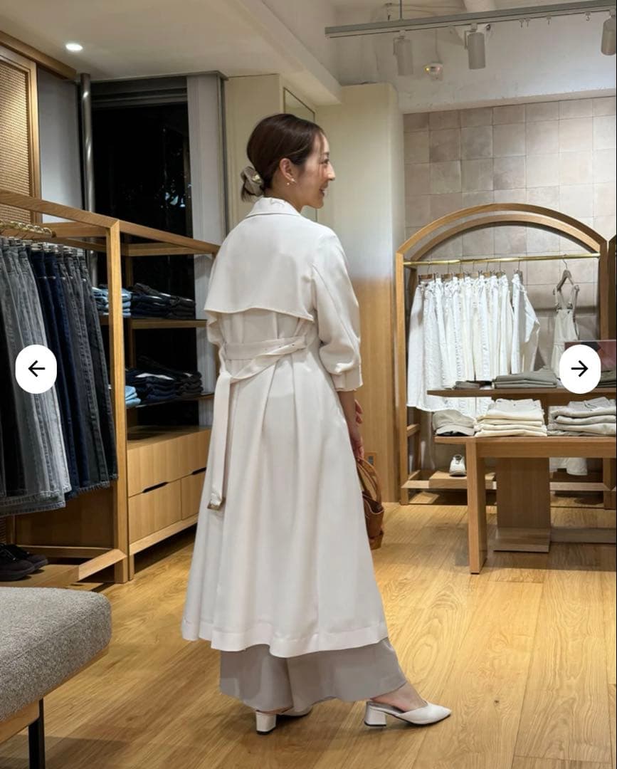 【美品】COHINA ベーシックとろみトレンチコート　regular　アイボリー
