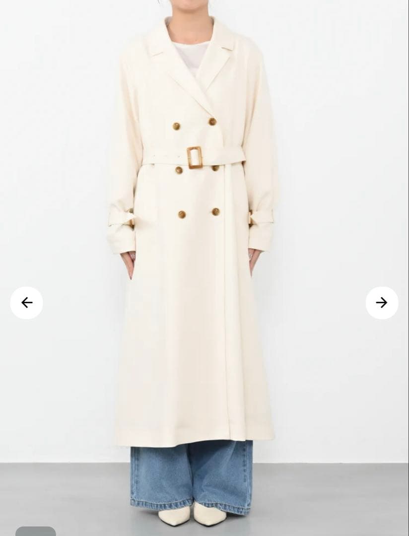 【美品】COHINA ベーシックとろみトレンチコート　regular　アイボリー