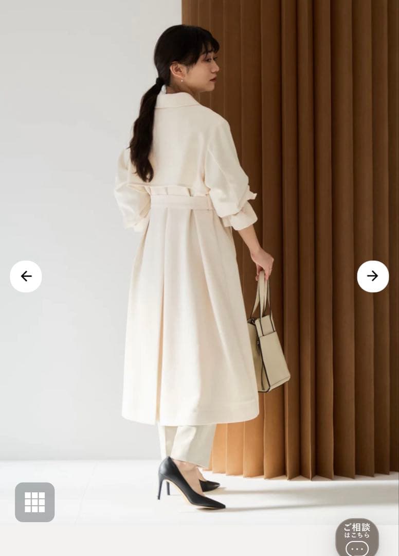 【美品】COHINA ベーシックとろみトレンチコート　regular　アイボリー