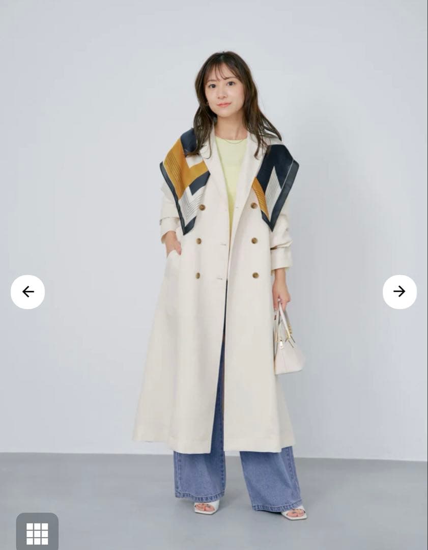 【美品】COHINA ベーシックとろみトレンチコート　regular　アイボリー