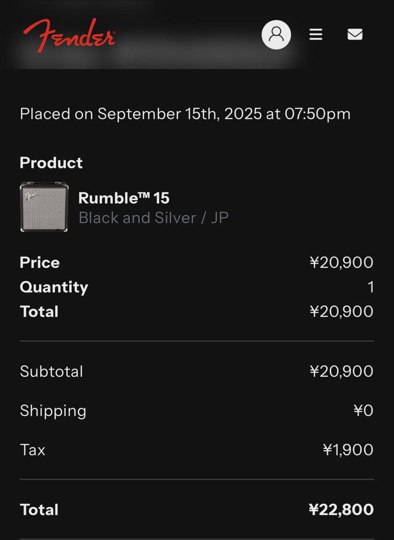 Fender Rumble 15 ベースアンプ
