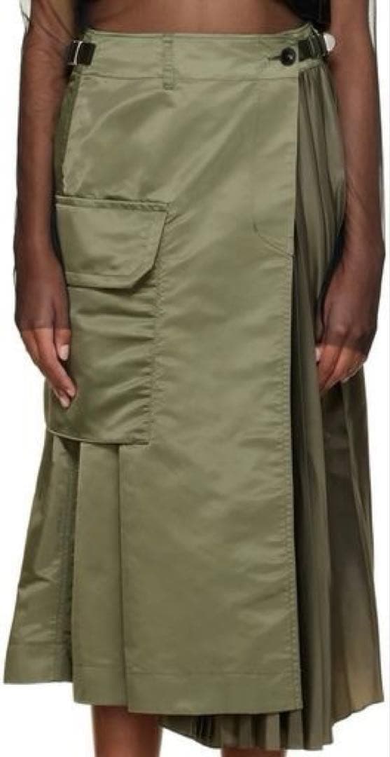 美品 sacai ナイロンツイル アシンメトリ ミディ スカート