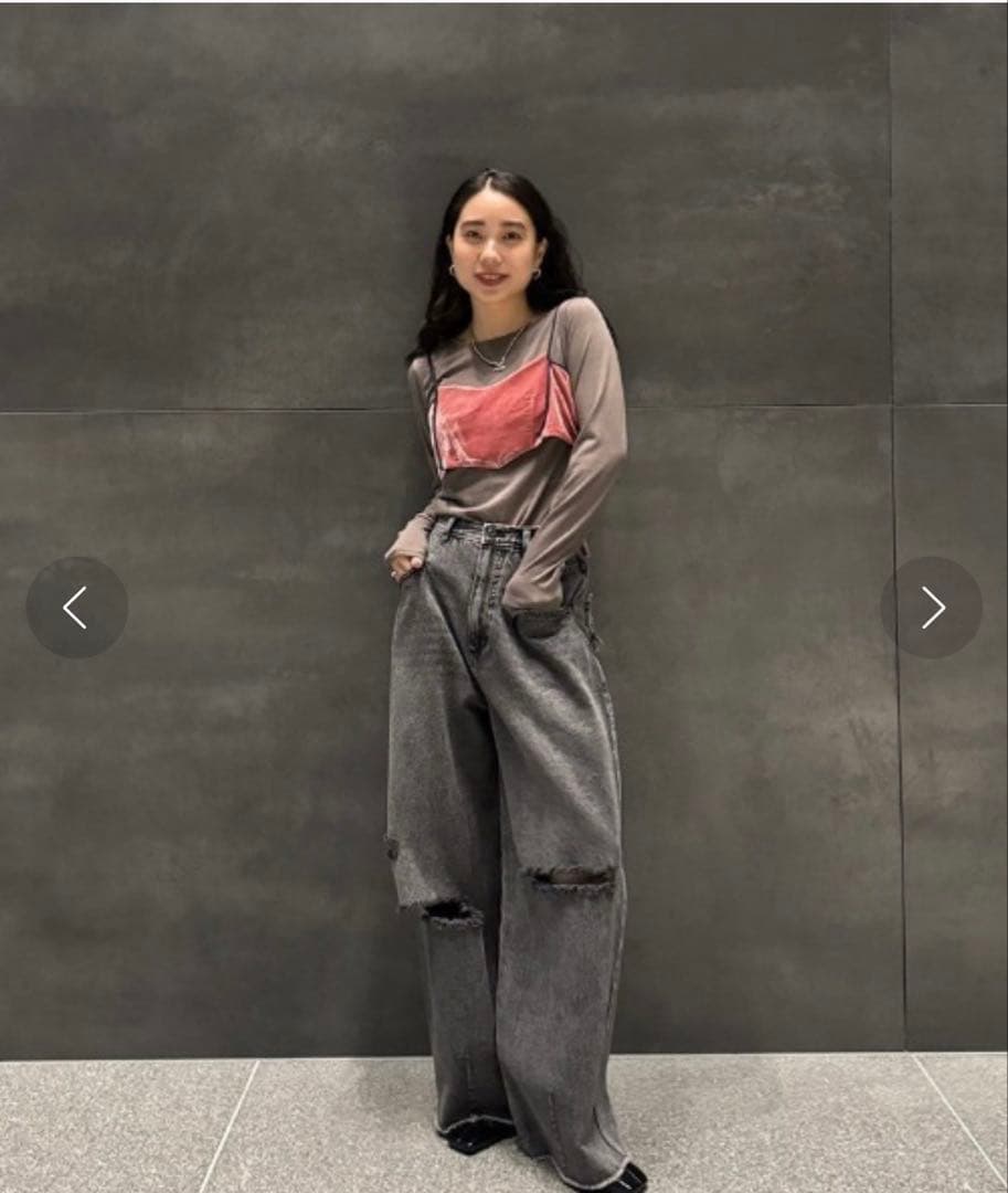 パンツ AMERI HEART PATCH DAMAGE DENIM PANTS