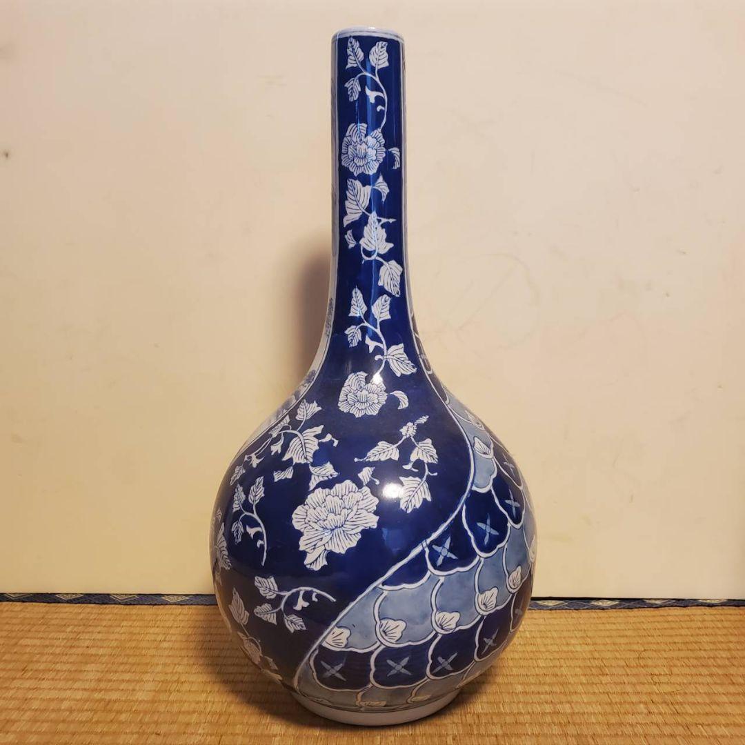 時代物　天球鶴首花瓶
