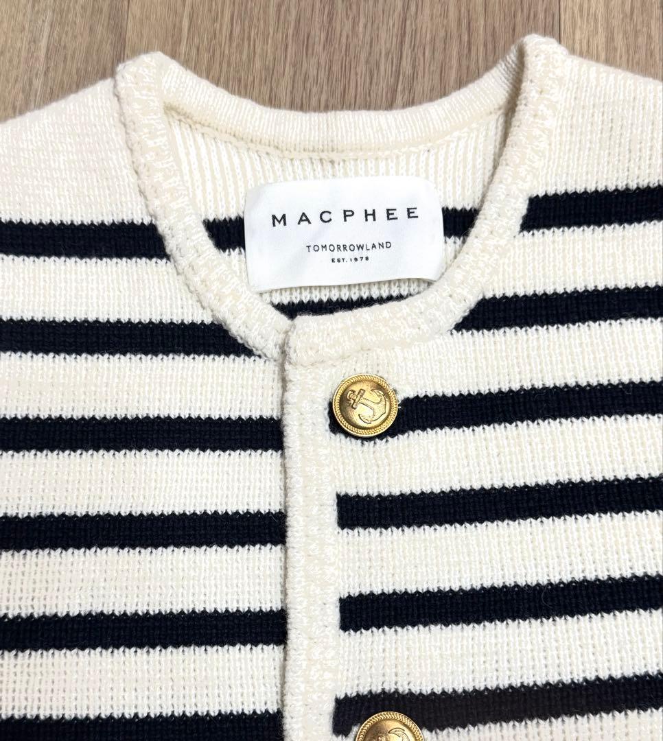 MACPHEE ハーフミラノボーダー クルーネックカーディガン