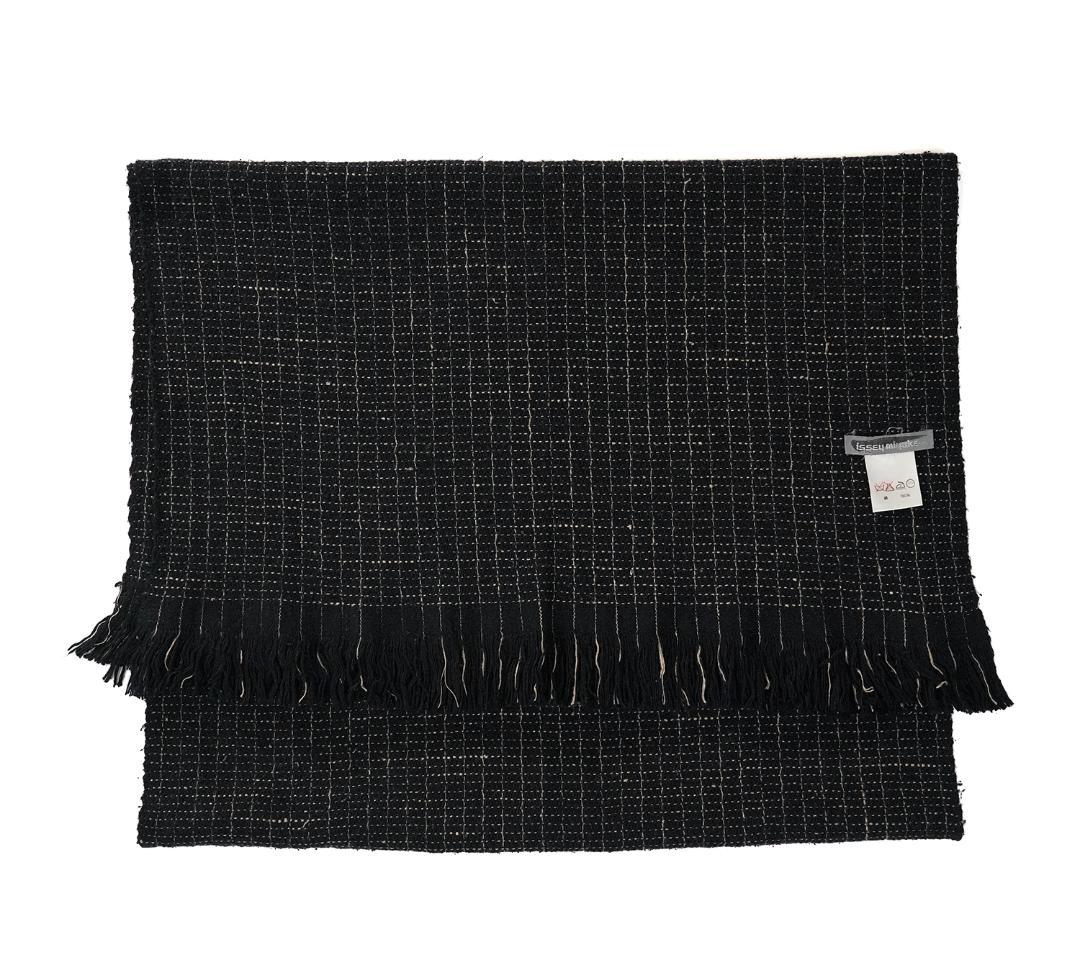 80s ISSEY MIYAKE MEN 筆タグ シルク ストール ブラック